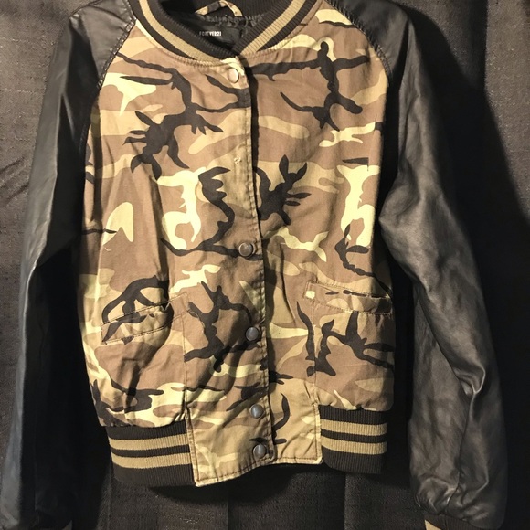 Forever 21 Jackets & Coats Camo Varsity Jacket Poshmark